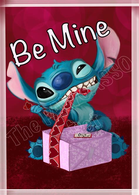Disneys Stitch Valentine Cards Digital Art Etsy