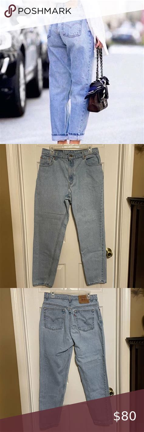 Vintage Levis 550 Mom Jeans Light Wash Relaxed Fit High Rise Tapered Leg Womens Fashion Plus