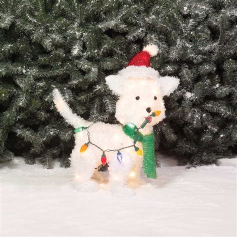 Holiday Time Christmas Decor 24 Fluffy Dog Light Sculpture