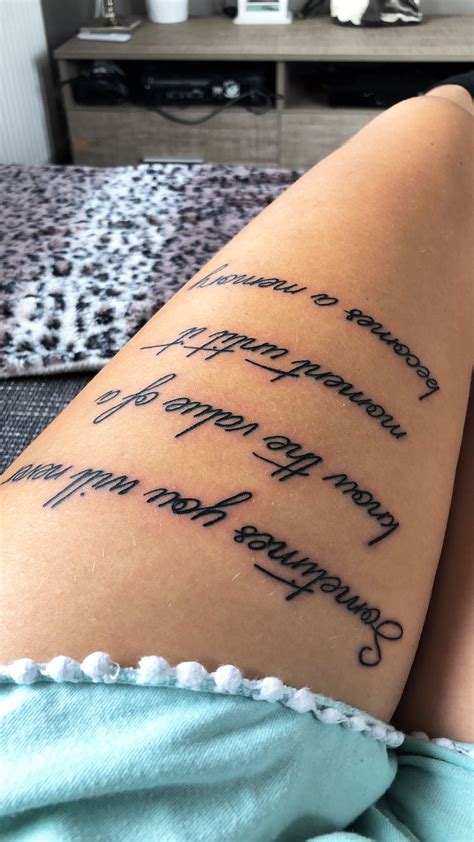 Pin By Chantal Thijssens On Tattoo Thigh Tattoo Quotes Tattoos