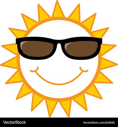 Smiley Sun With Sunglasses Royalty Free Vector Image
