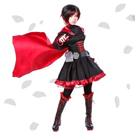 Buy Ruby Rose Cosplay Rwby Red Dress Cloak Battle