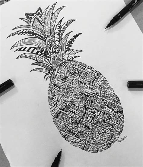 Zentangle Pineapple Artdrawinglovepineapplelike Pineapple Art