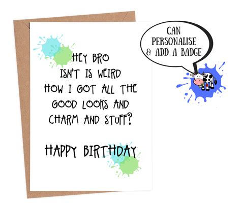 Brother Birthday Card Funny Birthday Card Brother Funny Personalised