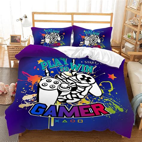 Boys Gaming Comforter Cover Twin Size Games Bedding Set Kids Teens