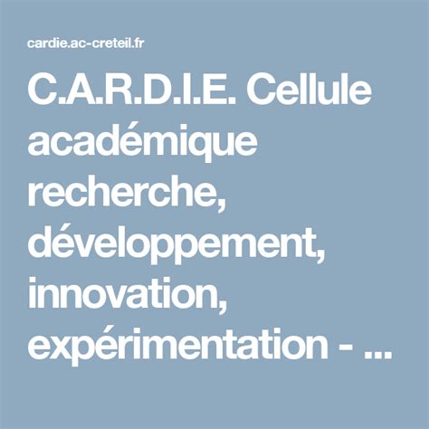 Cardie Cellule Académique Recherche Développement Innovation