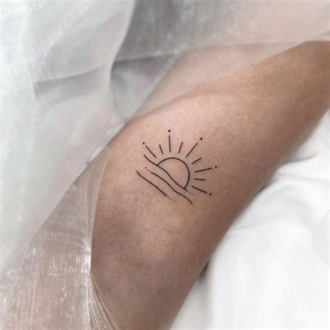 Minimalist Sunset Tattoo On The Bicep