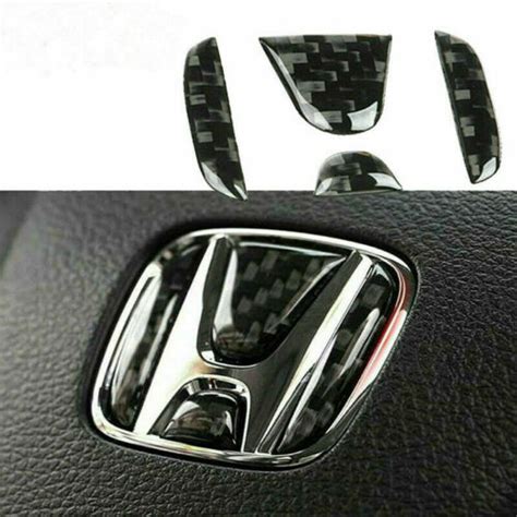 For Honda Civic Crv Accord Carbon Fiber Steering Wheel Center Logo