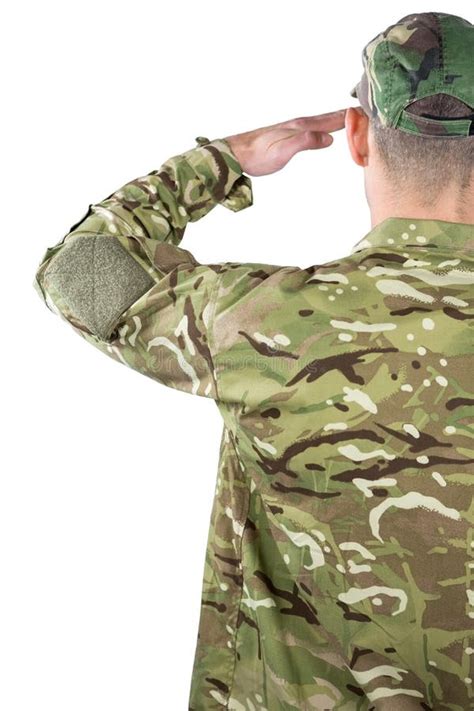 Rear View Of Soldier Saluting Stock Image Image Of Adult Caucasian