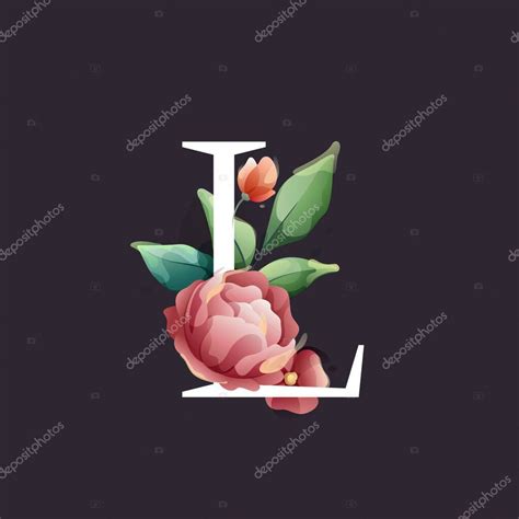 Logotipo De Letra L En Estilo Acuarela Con Flores Y Hojas Hierbas Como