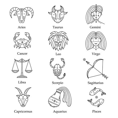 Premium Vector Set Of Astrological Symbols Zodiac Signs Illustration
