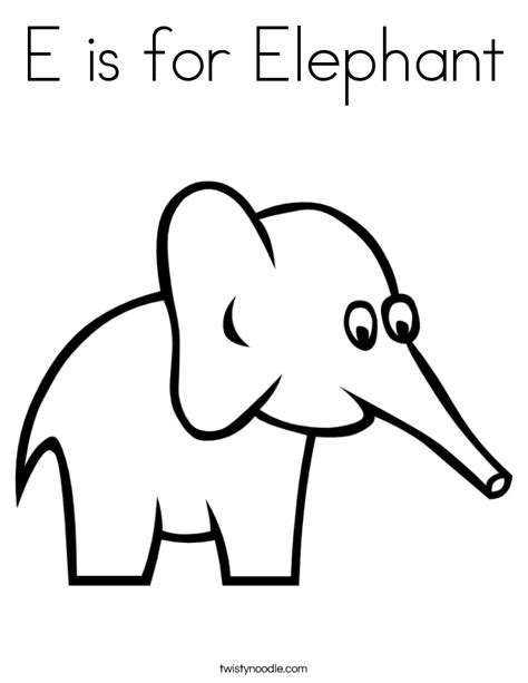 E Is For Elephant Coloring Page Twisty Noodle