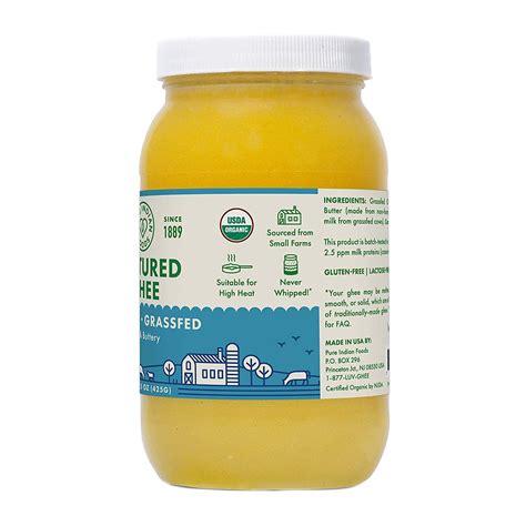 Pure Indian Foods Grass Fed Organic Cultured Ghee Oz G