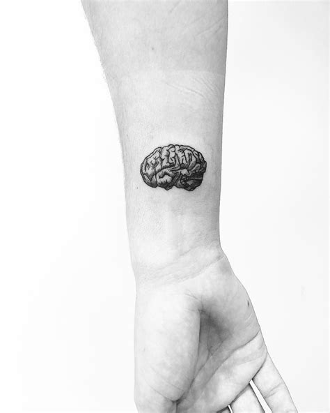 Anatomical Brain Tattoo On Right Wrist