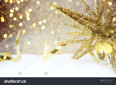 Golden Christmas Star Snow Stock Photo 465626645 Shutterstock