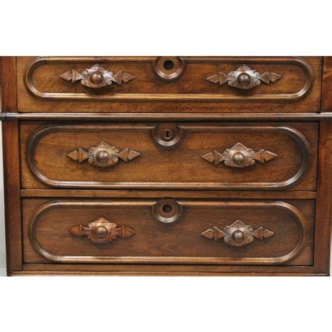 Antique Eastlake Victorian Carved Walnut Marble Top Dresser Chest