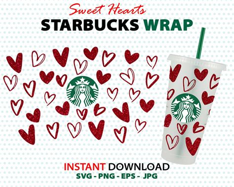Valentine Sweet Hearts Wrap svg for Starbucks Cup Full wrap | Etsy
