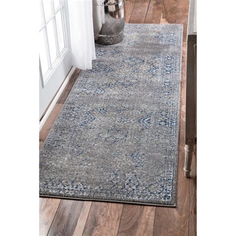 Shop Nuloom Traditional Distressed Grey Runner Rug 28 X 8 On Sale