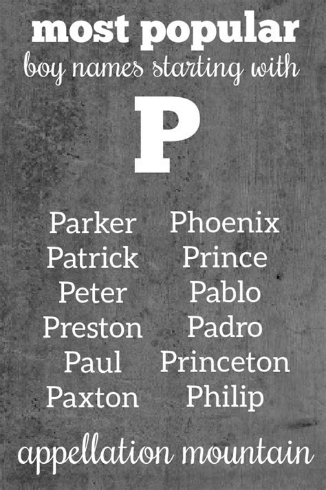 Boy Names Starting With P Parker Peter Penn Appellation Mountain