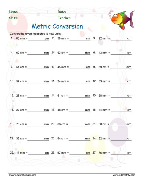 Converting Meters To Centimeters Worksheet