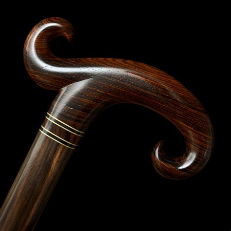 Custom Handmade Walking Cane In Rosewood And Ebony With Brass Walking