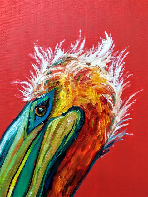 Birds Art Pelican Abstract Art Wildlife Oil Painting On Canvas Etsy