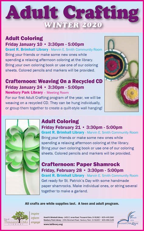 Adult Crafting Programs At The Grant R Brimhall Library And Newbury