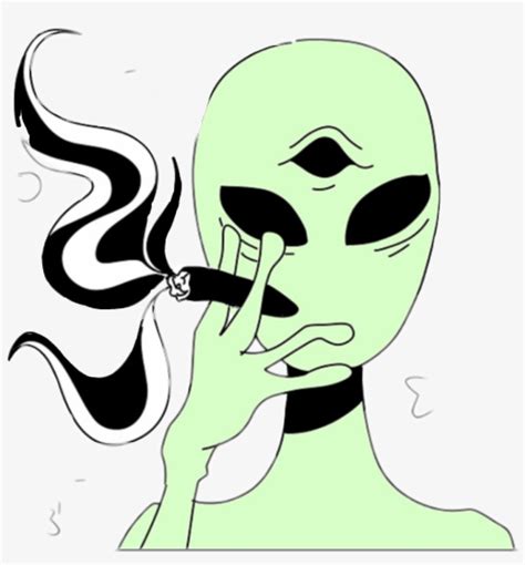 Alien Smoking A Joint Drawing Free Transparent Png Download Pngkey