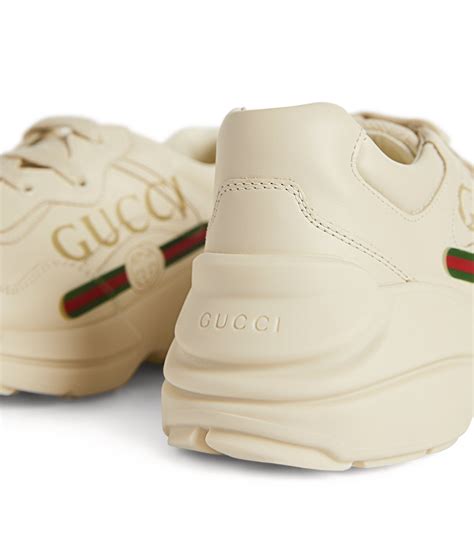 Gucci Kids Beige Leather Logo Rhyton Sneakers Harrods Uk