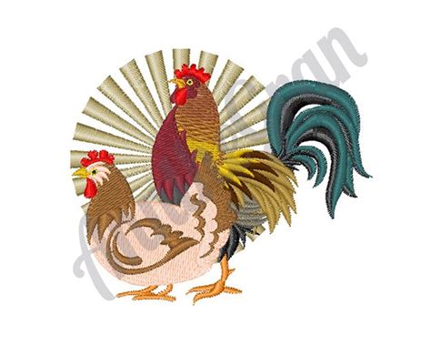 Hen And Rooster Embroidery Design Machine Embroidery Design Etsy