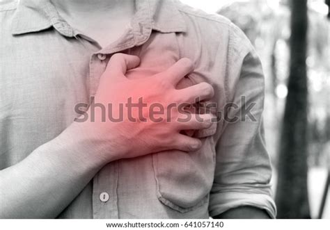 Severe Heartache Man Suffering Chest Pain Stock Photo 641057140