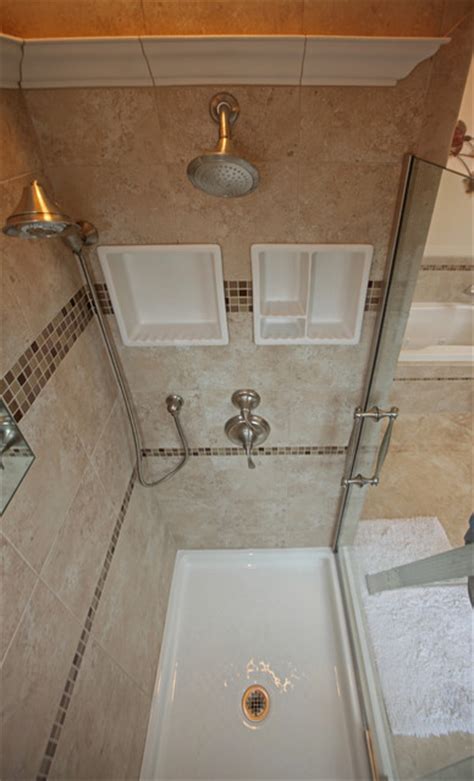 Three types of tile lend luxury to this modern farmhouse bathroom: Small Bathroom Ideas - Traditional - Bathroom - dc metro ...