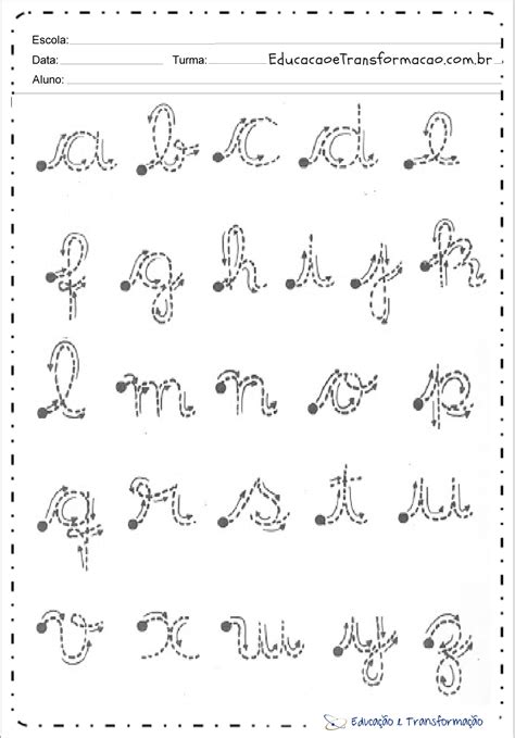 Alfabeto Pontilhado Caligrafia Para Imprimir Letra Cursiva Kulturaupice