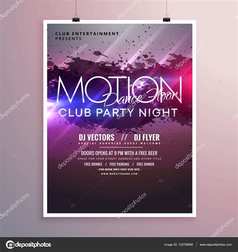 Abstract Dance Music Party Flyer Template With Ink Splash — Stock