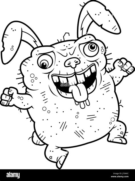 A Cartoon Illustration Of An Ugly Bunny Looking Crazy Stock Vector