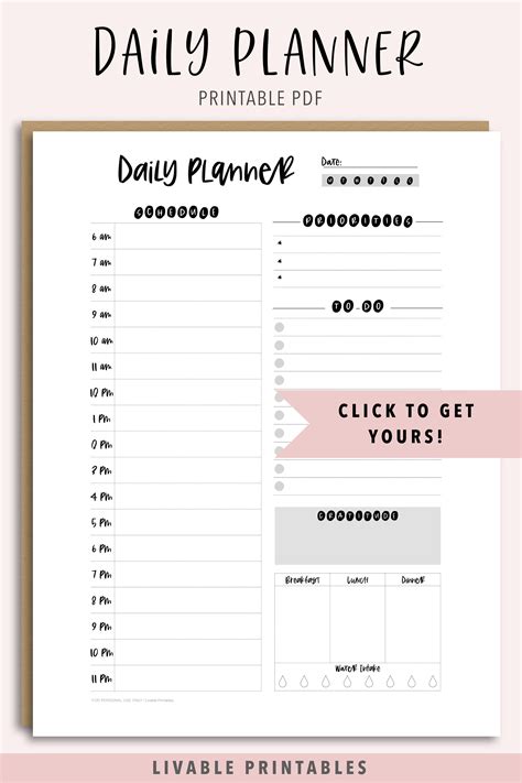 Daily Planner Printable Daily Planner Pdf Etsy Daily Planner Printable Daily Planner Pages