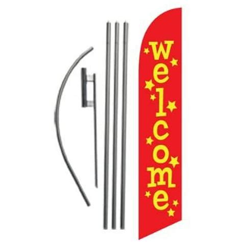 Welcome Advertising Feather Banner Swooper Flag Sign With Flag Pole Kit