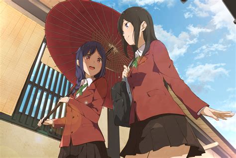 Anime Anime Girls Original Characters School Uniform Umbrella