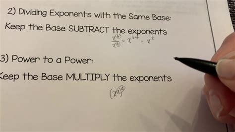 Exponent Rules Multiply Divide And Power To Power Youtube