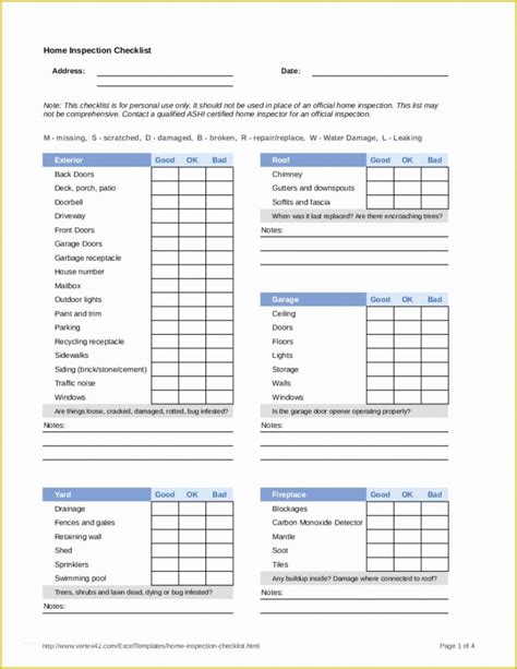 Printable Commercial Property Inspection Checklist Template Free