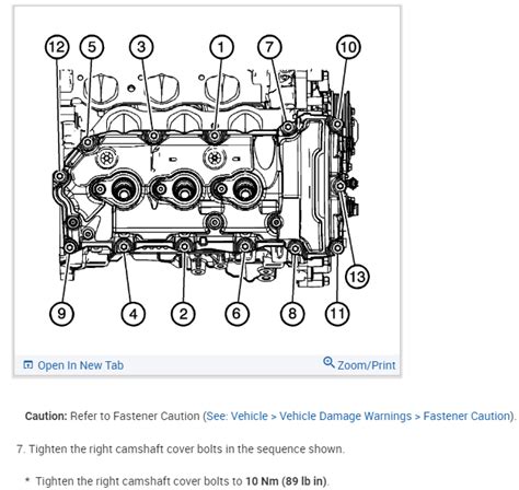 I Need The Torque Setting And Tightening Sequence For The Valve Cover