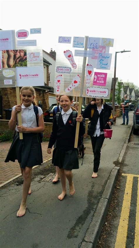 Bishops Stortford Schoolgirls Take Challenge One Bare Footed Step Further