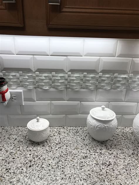 Subway Tile Backsplash With Glass Accent
