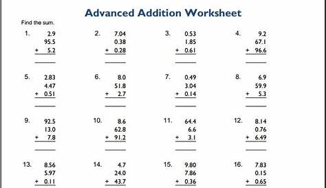 5th grade advanced addition math worksheets