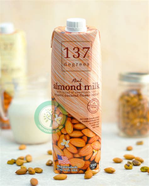 In addition to low calories, the antioxidant properties of vitamin e in almond milk are critical in boosting body immunity, maintain a healthy heart. 137 DEGREES REAL ALMOND MILK WITH ORGANIC COCONUT NECTAR 1L