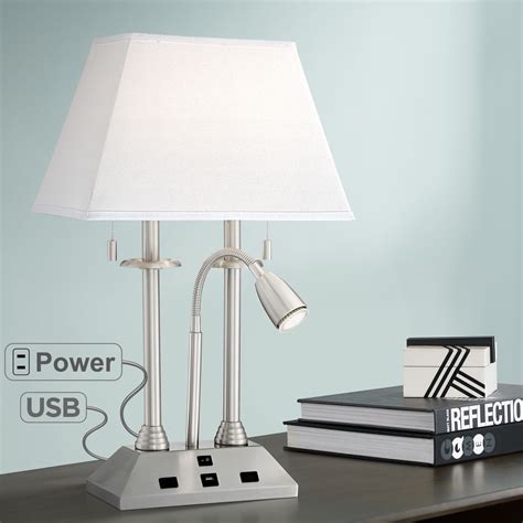 Possini Euro Design Modern Desk Lamp With Usb And Ac Power Outlet In