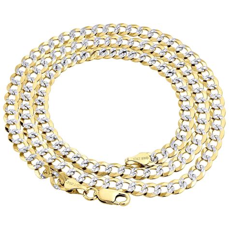 Real 10k Yellow Gold Solid Diamond Cut Cuban Link Chain 475mm Necklace