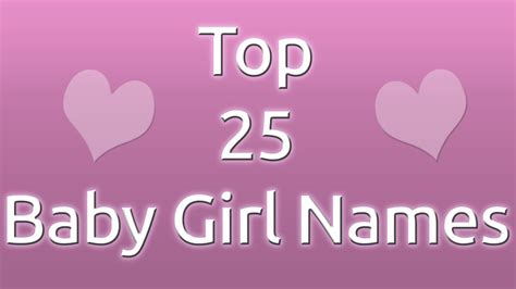 Top 25 Baby Girl Names For 2019 Youtube