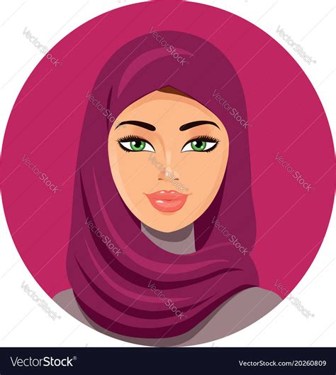 Arab Muslim Woman On White Background In Hijab Vector Image
