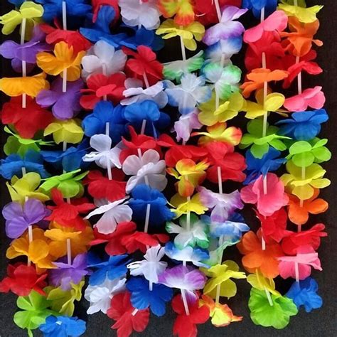 50pcs Hawaiian Artificial Flowers Leis Garland Necklace Fancy Dress